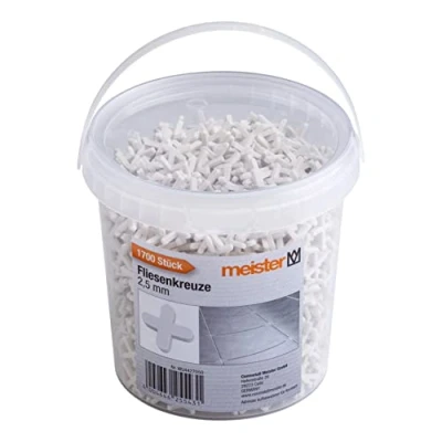 Image of Meister Tile Spacers 2.5 mm Practical Set of 1700 Pieces Made Robust Polypropylene White/Tile Accessories/Tile Laying Aid/Joint Crosses / 4427050