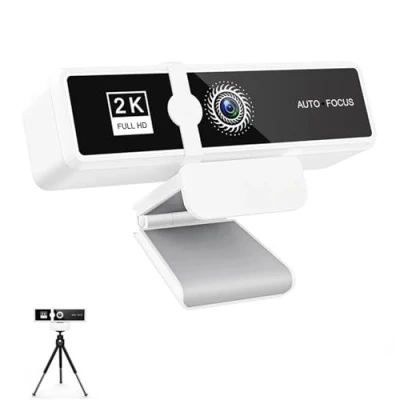 Image of WMJDAR 1080P Webcam with Microphone, 2 Mics Streaming Privacy Cover, 120View Computer Camera, Plug Play USB2.0 for Calls, Conference,Skype,YouTube,Laptop,Desktop (white,2K)