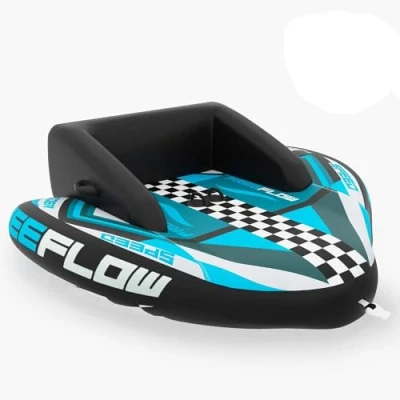 Image of Heavy Duty Inflatable Towable Booster Tube Two Person Water Boating Float Tow Raft
