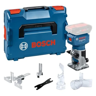 Image of Bosch Professional 18V System Cordless Router GLF 8 (incl. Parallel Guide, 2X vac Adaptor, Flush Trim Roller mm Collet, L BOXX)