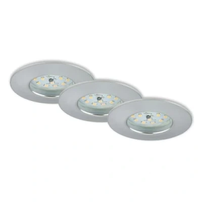 Image of Briloner Set of 3 LED recessed lights Nikas IP44, aluminium