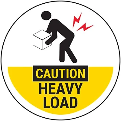Image of V Safety Caution Heavy Load Yellow Sticker 50mm Diameter (Roll of 250)