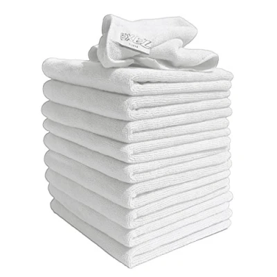 Image of Exel 10 Pack of Genuine White Lint Free Microfibre Super Magic Cleaning Cloths For Polishing, Washing, Waxing And Dusting.
