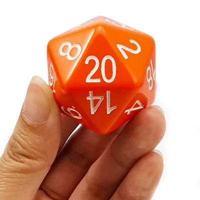 Image of Bescon Jumbo D20 38MM, Big Size 20 Sides Dice Opaque Orange, Faces Cube 1.5 inch