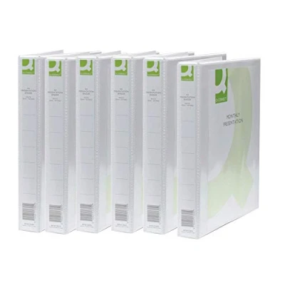 Image of Q Connect Presentation 25mm 2D Ring Binder A4 White (Pack of 6) KF72645