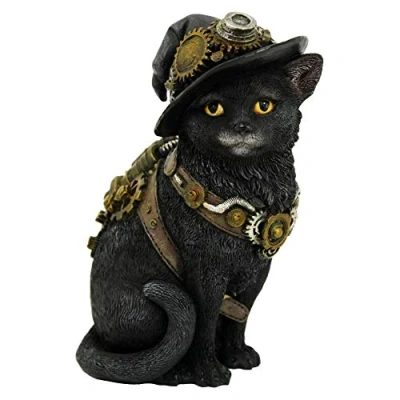 Image of Nemesis Now D3893K8 Clockwork Kitty 16.5cm Figurine, Resin, Black