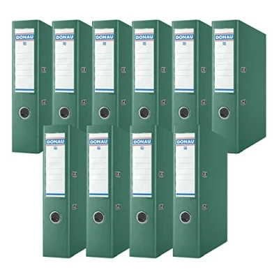 Image of DONAU Premium Folder Wide Pack of 10 / DIN A4 7.5 cm Pieces/Green/Plastic Cover PP/Carton Paper Slotted Office Ring Binder/Green Dot