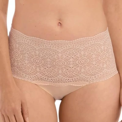 Image of Fantasie Women&#039;s Lace Ease Invisible Stretch Full Brief Bikini Style Underwear, Natural Beige, One Size