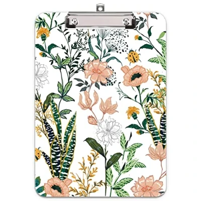 Image of Hnogri Plastic Clipboard A4, Fashion Design A4 Letter Size Clipboards &amp; Forms Holders for Office Supplies Lawyers,School Students and Kids, Low Profile Clip Cute Folder, Evergreen