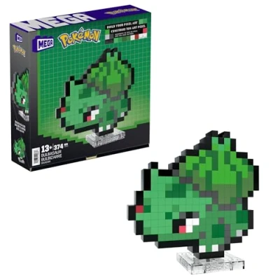 Image of MEGA Pokémon Action Figure Building Set, Bulbasaur with 374 Pieces and Pixel Retro Style, for Table or Wall Decor, Build &amp; Display Toy Collectors, HTH75