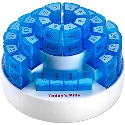 Image of Netagon Monthly Pill Organiser Box for Smart Prescription Organization with 4 Daily Doses Section and Removable Compartments Pills, Tablets, Medication &amp; Tablets