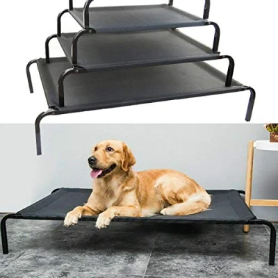 Image of Royalswill Metal Frame Dog Cot Elevated Pet Bed Raised with Breathable Mesh &amp;No Slip Rubber Feet, Lightweight &amp; Portable For Indoor Outdoor Camping Beach Travel Use, 106x62x15CM