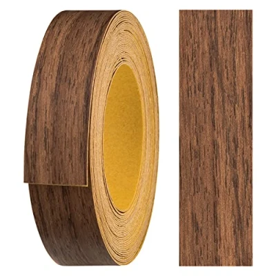 Image of haggiy melamine edge tape self adhesive 18 mm x 5 m I furniture secure hold without ironing banding veneer for shelves/wooden panels (Macchiato Walnut)