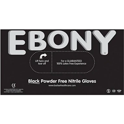 Image of Graff City Ebony Black Nitrile Gloves 100% Natural Rubber and Latex Free Pack of 100 Textured (Medium)