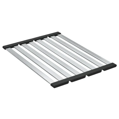 Image of GROHE Foldable Big Dish Rack, Over Kitchen Sink Drainer, 490 x 348 mm, Stainless Steel, Dishwasher Safe, Supersteel, 40854SD0