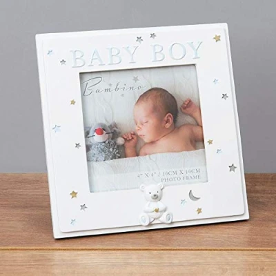Image of Widdop 4&#039; x Bambino Resin Baby Boy Photo Frame CG1634