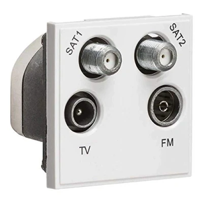 Image of KnightsBridge Quadplexed SAT1/SAT2/TV/FM DAB Outlet Module 50 x 50mm White