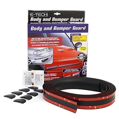 Image of E TECH BLACK Car Body and Bumper Guard Bodywork Protector Moulding Styling Strip 5 Meter Roll With End Caps