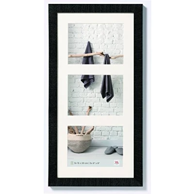 Image of walther Design Picture Frame Black 3X 15x20 cm Gallery with PassepArtout, Home Wooden HO352B
