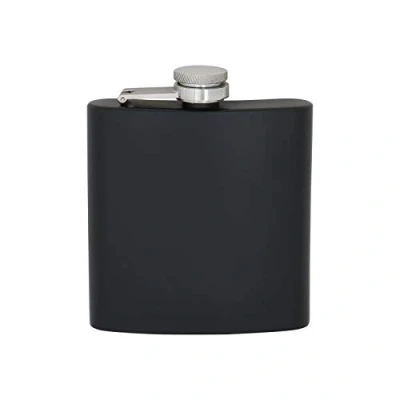 Image of Stainless Steel Hip Flask Curved Shape Alcohol Container Hinged Screw Lid Hiking Golf Whisky Gin Booze Holder Black 170ml (6oz)