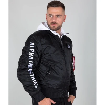 Image of Alpha Industries Men&#039;s MA 1 D Tec SE Bomber Jacket, Black/White, M