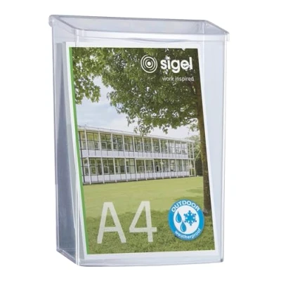Image of SIGEL LH325 Outdoor Wall Mounted Literature Holder, for A4, uv resistant acrylic, transparent, 1 Piece