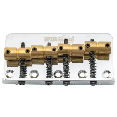Image of Wilkinson WOB41 57mm(2 1/4 inch) 4 String Bass Bridge Brass Saddles for Precision/Jazz Bass, Chrome