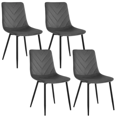 Image of Lestarain LCNI130001 4 Dining Room Chairs, Set of 4, Kitchen Chairs with Backrest, Modern Design Chair, Velvet Chair Metal Legs, Upholstered for Room, Kitchen, Living 150 kg