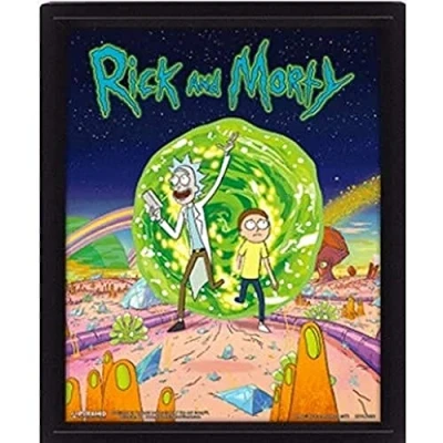 Image of Cartoon Network Rick and Morty Portal 3D Lenticular Poster, Multi Colour, 10 x 8 Inch