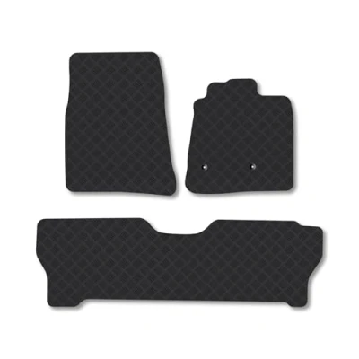 Image of Rubber Car Mats Compatible with Mitsubishi Shogun (2007 ) [Lwb] Tailored Fit Floor Set Accessory Black Custom 4 Pieces Clips Anti Slip Backing, Heavy Duty &amp; Waterproof