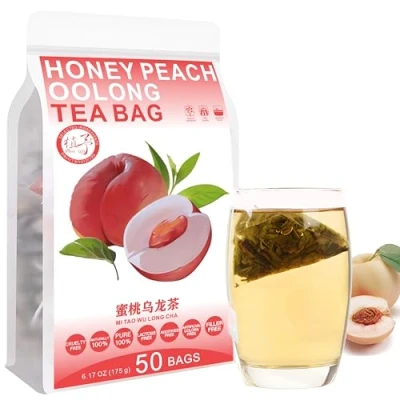 Image of Plant Gift Honey Peach Oolong Tea Bags 6.17oz (3.5g*50bags), Tea, Dried Peach, Apple, Chinese Pure Nature, Health Care Mixed Combination of Floral 175g 蜜桃乌龙茶