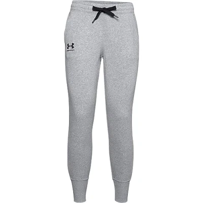 Image of Under Armour Rival Fleece Joggers Trousers, Women Black, Black / White (001), MD