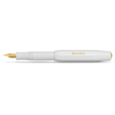 Image of Kaweco CLASSIC Sport Fountain Pen White with 23 Carat Gold Plated Steel Nib and Iridium Tip for Ink Cartridges I 13 cm Nib: EF (Extra Fine)