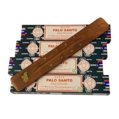 Image of VIE Satya Incense Sticks, 4 Packs x 15g, with Holder, Palo Santo