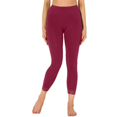 Image of Merry Style Women&#039;s Leggings 7/8 with Lace MS10 342(Claret,S)