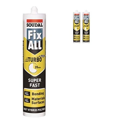 Image of Pack of 2, Soudal Fix All Turbo Super Fast Bonding High Tack SMX Sealant Strong Bond Adhesive Polymer Silicone