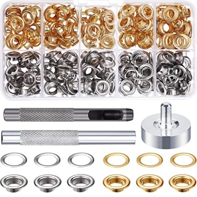 Image of 1/4 Inch Grommet Kit 100 Sets Grommets Eyelets with 3 Pieces Install Tool Kit, 2 Colors