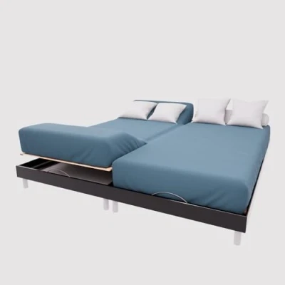 Image of Soleil d&#039;ocre, TPR Fitted Sheet 57 Thread Count Cotton 2 x 70 190 cm Plain Duck Egg Blue