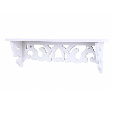 Image of Yosoo Wall Shelf, 35 * 8 11cm White Wood Plastic Composite Mounted Display Rack Floating Storage Carved Furniture Home Decor Stand for Bedroom, Bathroom, Living Room