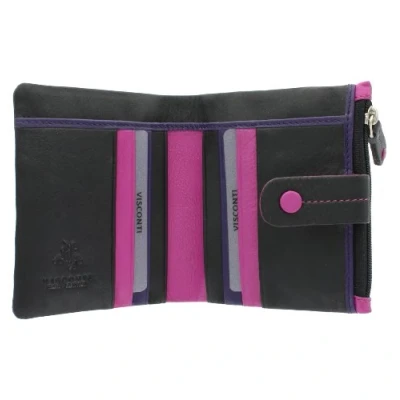Image of VISCONTI Mimi Collection Mojito Compact Multicoloured Leather Purse M77 Black Multi