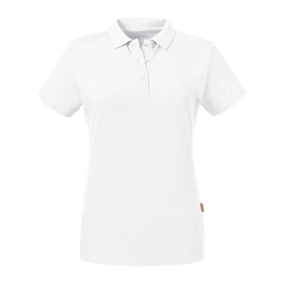 Image of Russell Athletic Womens/Ladies Pure Organic Polo (White) Cotton Size 2XL