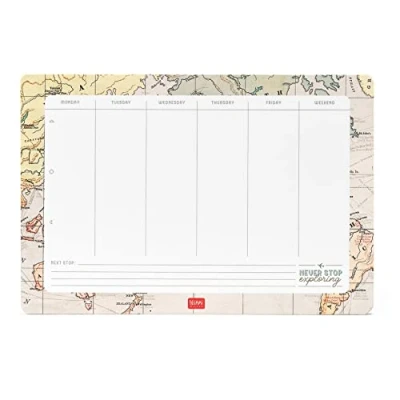 Image of Legami Mouse Mat &amp; Block Notes, Smart 25 x 17 cm, Paper, 80 g/m², Travel Theme, Made in Italy, 55 Detachable Sheets, for Memo, Office and Home, Customize Desk