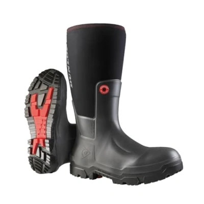 Image of Dunlop Protective Footwear Unisex Snugboot Pioneer Knee High Boot, Charcoal Black, 5 UK