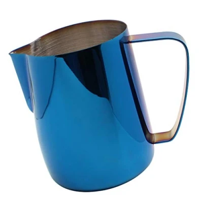 Image of Dianoo Milk Jug Stainless Steel Titanium Plated Creamy Coffee Latte Cappuccino Au Lait Blue 600ml