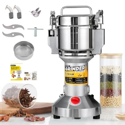Image of CGOLDENWALL Electric Cereal Grain Grinder 300g Herb Spice Mill Pulverizer Powder Machine Open Cover Stop with Safety Protection Function (220V)