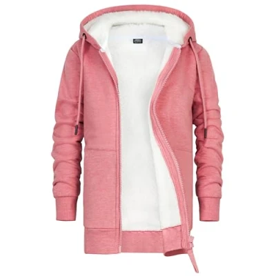 Image of CityComfort Fleece Lined Hoodie for Kids Teenagers Zip 5 15 Years Warm Cosy Outerwear Full Loungewear Gifts (Duskypink, Years)