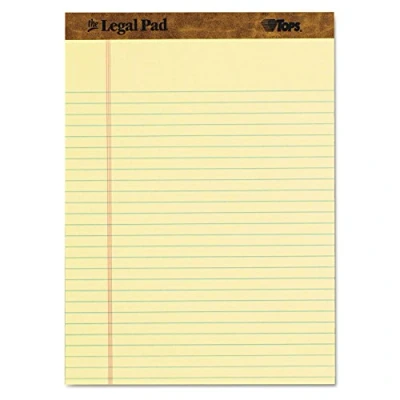 Image of Tops The Legal Pad Writing Pads, 8 1/2&quot; x 11 3/4&quot;, Canary Paper, Rule, 50 Sheets, 3 Pack (75327)