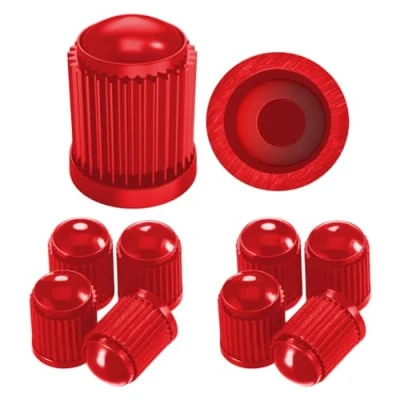Image of Pitlane Performance® Valve Caps Set of 10 Schrader Tire Stem for Cars, SUVs, Motorcycles &amp; Bicycles Dustproof, Durable Covers All Valves (Red)