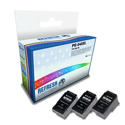 Image of Refresh Cartridges Set of 3 Remanufactured Ink Cartridge Replacements for Canon PG 545XL &amp; CL 546XL / (2 Black 1 Tri Colour)