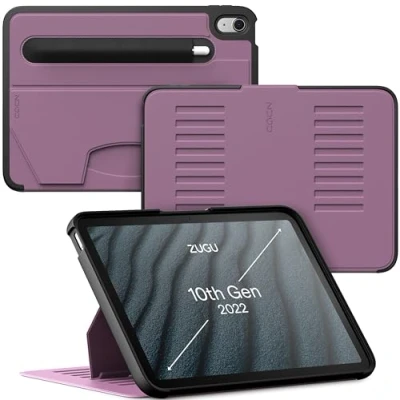 Image of ZUGU iPad 10.9 Case for 10th Generation (2022) Ultra Slim Protective Cover Apple Pencil Holder Convenient 8 Angle Magnetic Stand &amp; Auto Sleep/Wake [ inch, Berry Purple ]